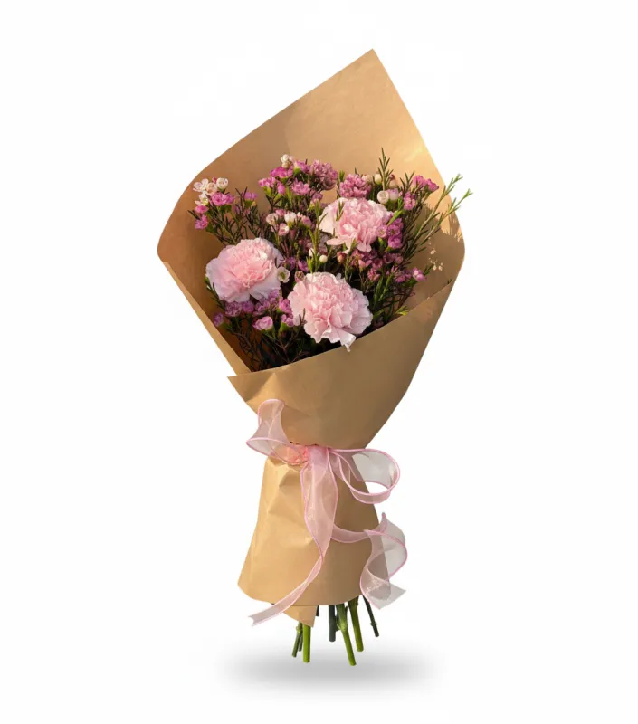 Buchet Rustic cu Garoafe Roz 