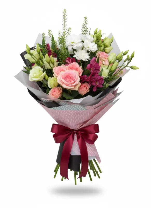 Buchet Mix Pastel Roz și Alb