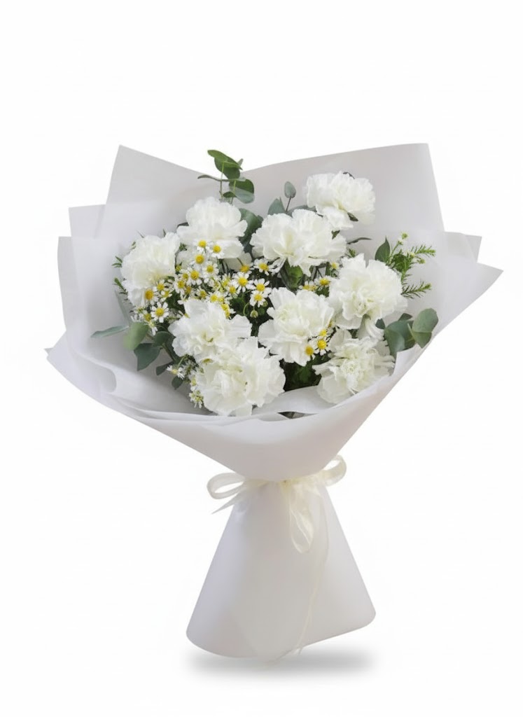 Buchet cu Garoafe Albe 